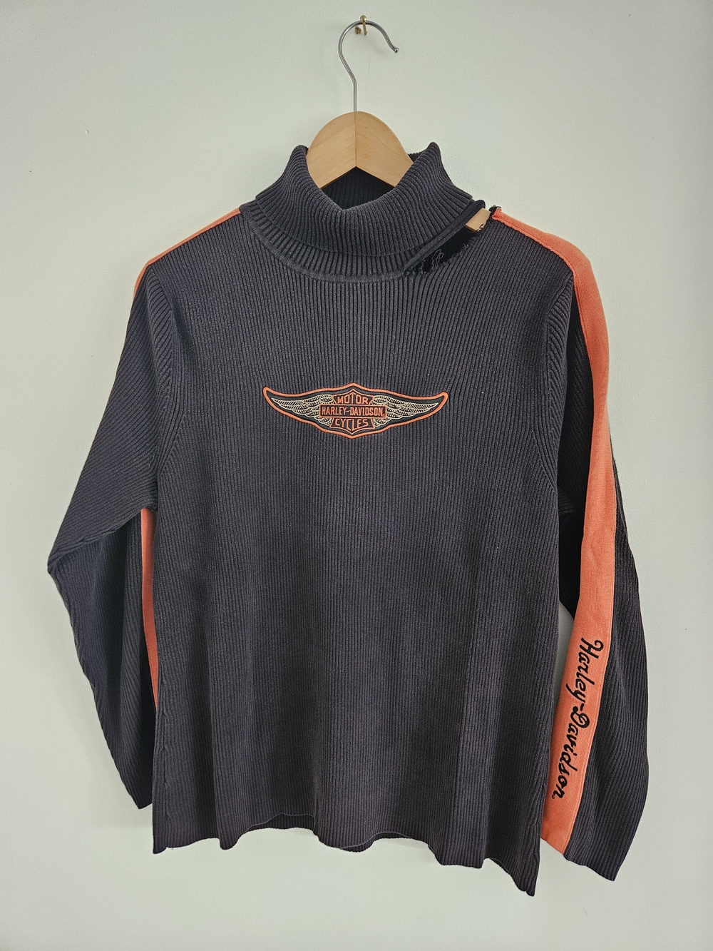 Harley-Davidson Black Ribber Turtleneck Sweater Mens Large 80s